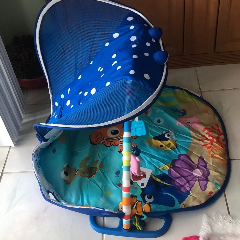 Disney Blue Baby Play Mat with Ocean Print and Canopy